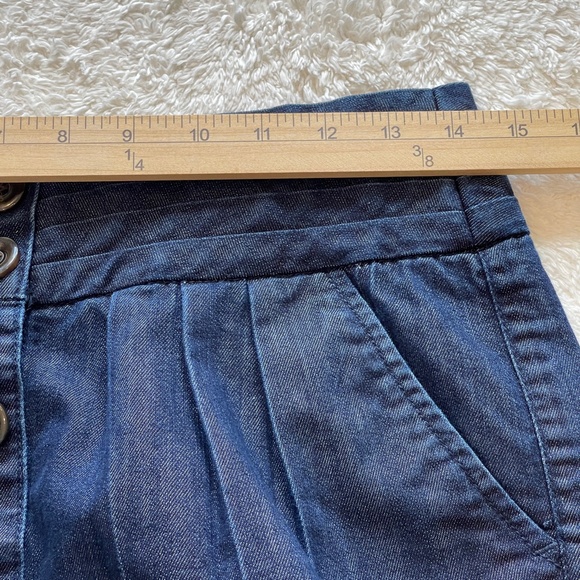 Pilcro and the Letterpress Denim Mini Skirt Size 6 Button Front Pockets Blue - Picture 8 of 10